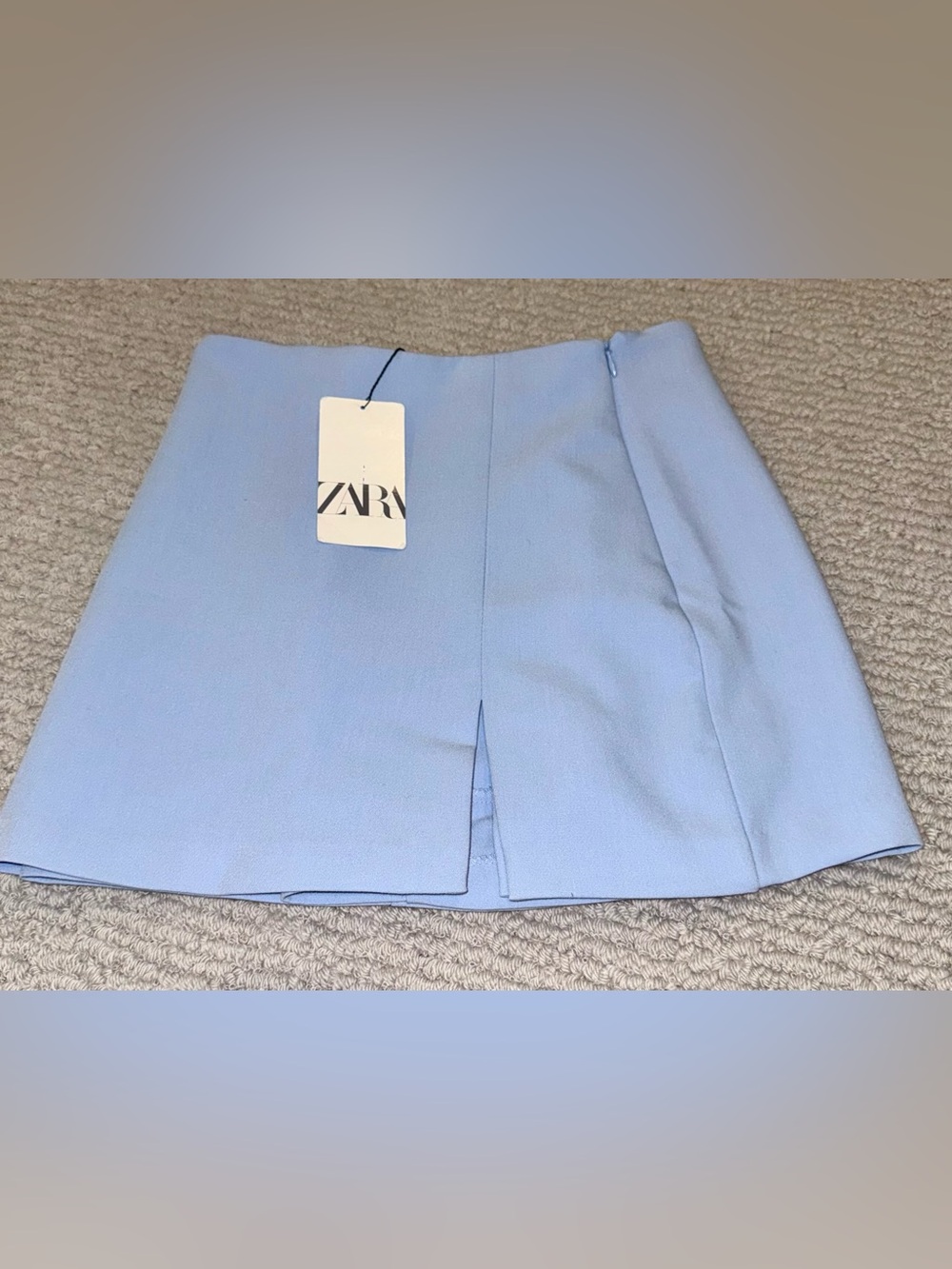 Zara French Blue Front-Slit Mini Skirt Skort Small NWT